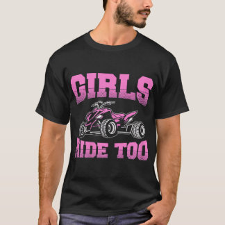 女子ATV四輪おもしろい車クワッドバイクガールズライド Tシャツ