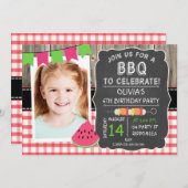 女子BBQフォトバースデーパーティーの招待 招待状 (正面/裏面)