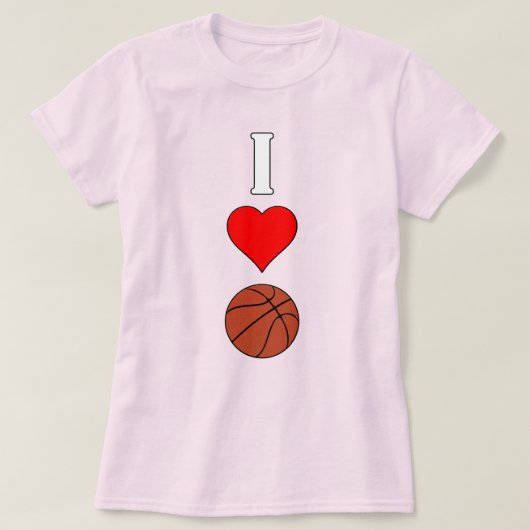 女子Iラブ/バスケットボールバスケットボールハート選手 Tシャツ (デザイン正面)