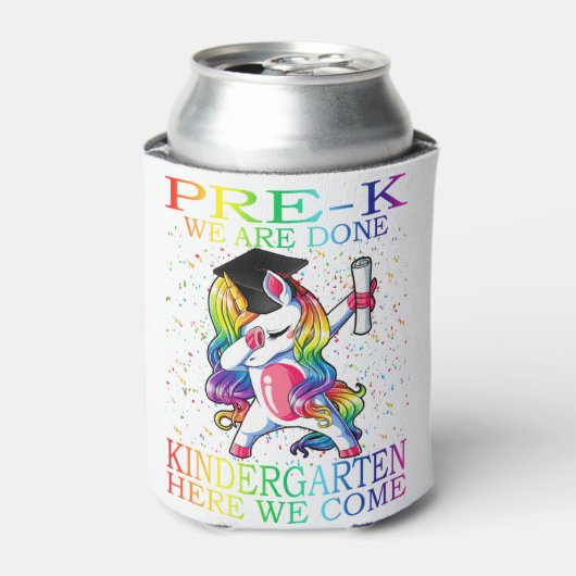 女子Pre-K卒業式の魔法のユニコーンギフト 缶クーラー (缶正面)