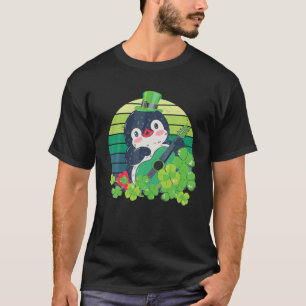 女子St patricks dayペンギンキッズグリーンシャームロック Tシャツ