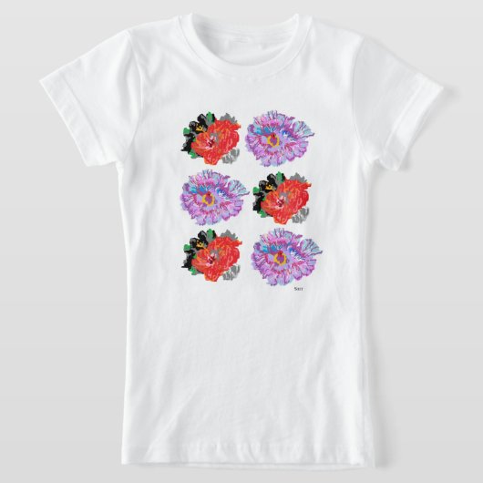 女子Tシャツの花 Tシャツ (レイダウン)