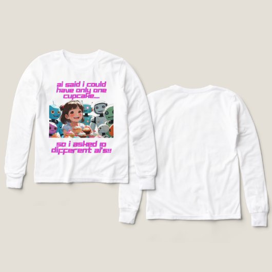 女子Tシャツガールズおもしろい長袖Tシャツ (デザイン 正面＆背面)