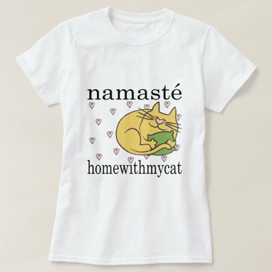 女子TシャツナマステホームCATピンクハート Tシャツ (デザイン正面)