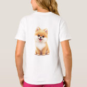 女子Tシャツ(かわいいポメラニア犬の子犬) Tシャツ (裏面)