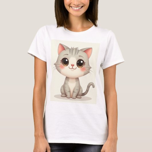 女子Tシャツ(かわいい猫) Tシャツ (正面)