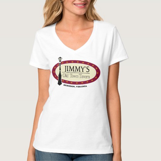 女子Vネック短白 Tシャツ (正面)