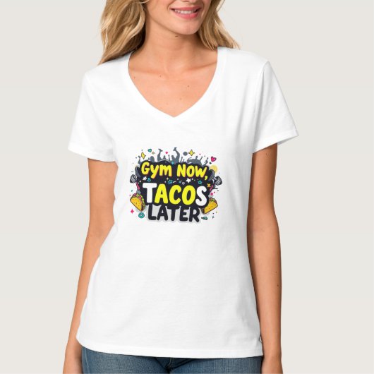 女子VネックTシャツ – トレーニング引用文Tシャツ Tシャツ (正面)