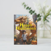 女学生と恐竜のハロウィーンの友人 シーズンカード (スタンド正面)