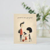 女学生、母、父 ポストカード (スタンド正面)