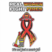 女実在が火事と戦う シール (正面)