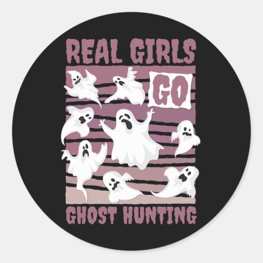 女実在子行く幽霊狩りかわいい幽霊ハロウィーンS ラウンドシール (正面)