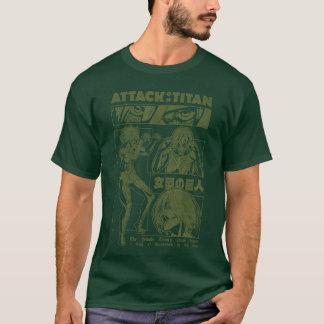 女巨人に襲われる女性巨人のコラージュ アニメ Tシャツ