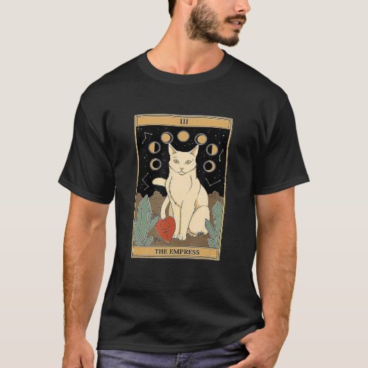 女帝の猫タロットカード Tシャツ (正面)
