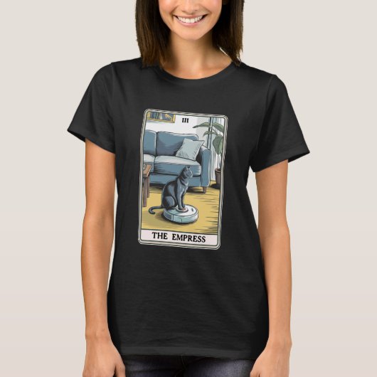 女帝タロットカード 猫 ロボット掃除機 カバー Tシャツ (正面)