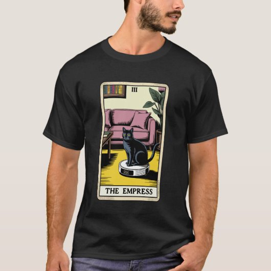 女帝タロットカード 猫 ロボット掃除機 カ Tシャツ (正面)