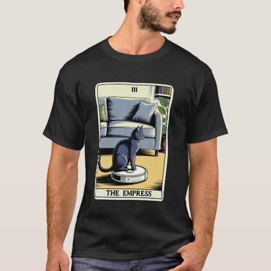 女帝タロットカード 猫 ロボット掃除機 カ Tシャツ (正面)