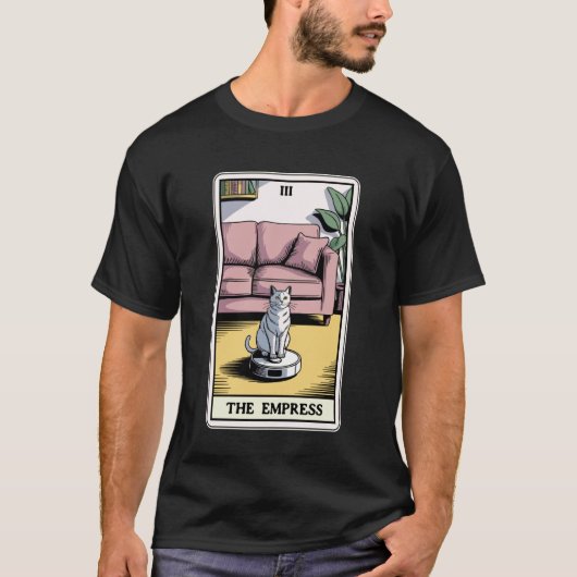 女帝タロットカード 猫 ロボット掃除機 Ca Tシャツ (正面)