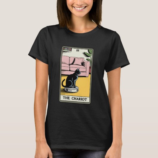 女帝ロボット掃除機 ねこ おもしろタロットカード C Tシャツ (正面)