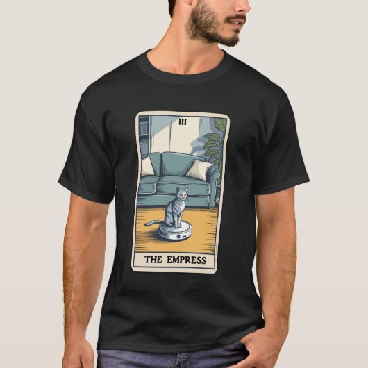 女帝 ロボット掃除機 ねこ 可愛い タロットカード C Tシャツ (正面)