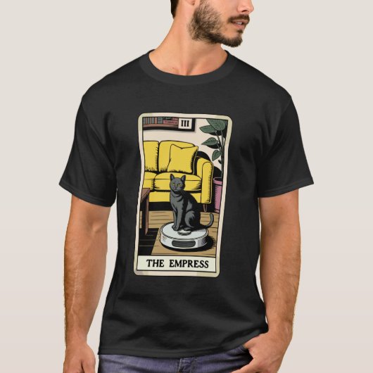 女帝 ロボット掃除機 ねこ 可愛い タロットカード C Tシャツ (正面)