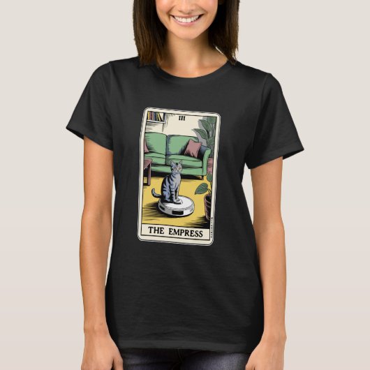 女帝 ロボット掃除機 ねこ 可愛い タロットカード C Tシャツ (正面)
