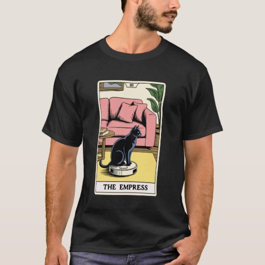 女帝 ロボット掃除機 ねこ 面白い タロットカード C Tシャツ (正面)