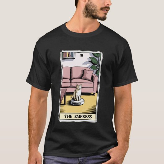 女帝 ロボット掃除機 ねこ 面白い タロット カード C Tシャツ (正面)