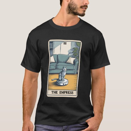 女帝 ロボット掃除機 ねこ 面白い タロット カード C Tシャツ (正面)