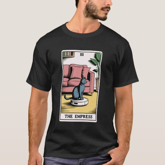 女帝 ロボット掃除機 ねこ 面白い タロット C Tシャツ (正面)