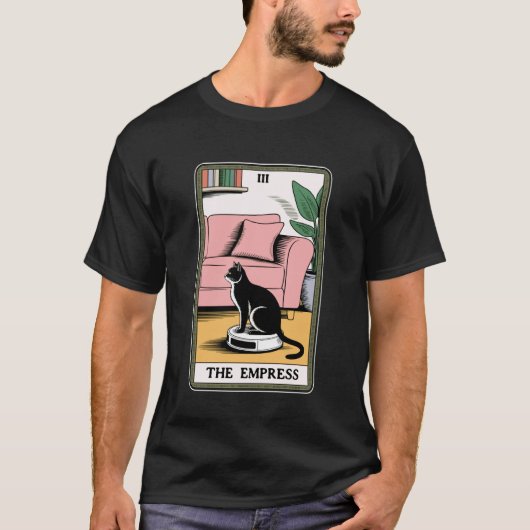 女帝 ロボット掃除機 ねこ 面白い タロット C Tシャツ (正面)
