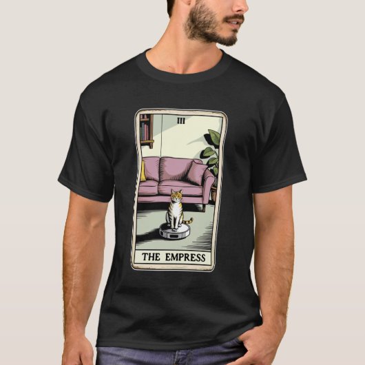 女帝 ロボット掃除機 ねこ 面白い タロット C Tシャツ (正面)