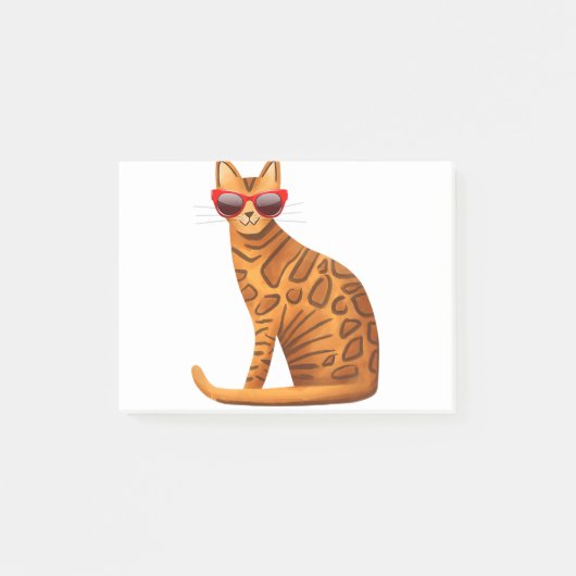 女弁最高の柄猫夏赤クールサングラス ポストイット (正面)
