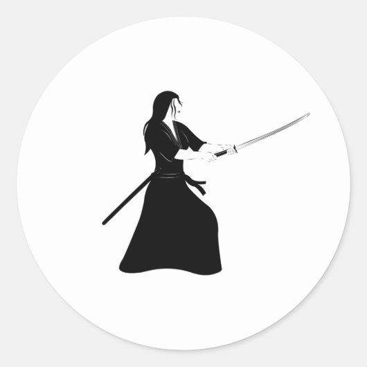 女形の刀を持つ侍 ラウンドシール (正面)