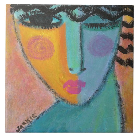 女得性の秘密抽象芸術ポートレート タイル (正面)