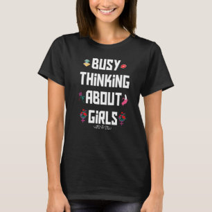 女忙し考えるの子の考えるこ忙しと Tシャツ