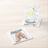 女忙し考えるの子の スクエアペーパーコースター (インサイチュ)