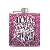女怒性が世界グリッタータイポグラフィを変える フラスク (正面)