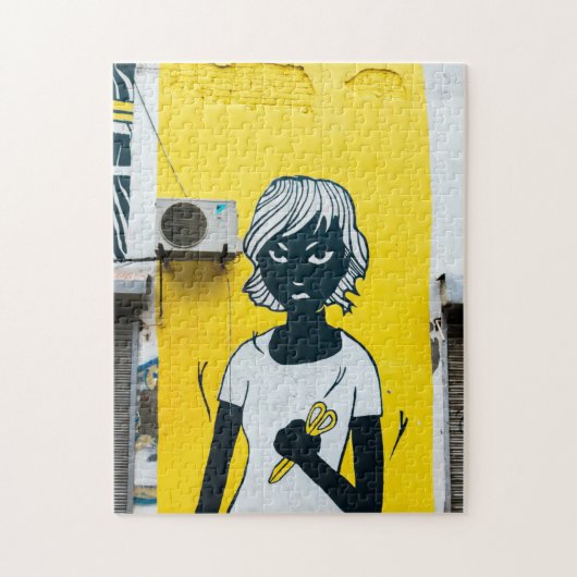 女怒絵画の通り壁画 ジグソーパズル (縦)