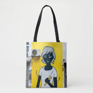女怒絵画の通り壁画 トートバッグ