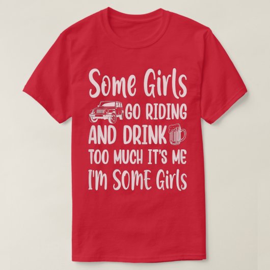 女性いくつかの女の子の乗馬や飲み過ぎるおもしろい Tシャツ (デザイン正面)