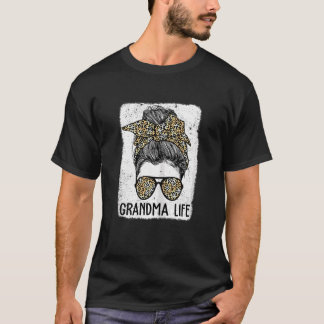 女性おばあちゃんライフ漂白ママ人生ヒョウの混乱 Tシャツ