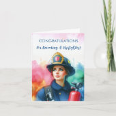 女性おめでとう消防士 カード (正面)