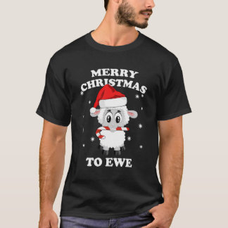 女性おもしろいかわいい羊の農場の動物クリスマスパン Tシャツ