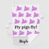 女性おもしろいの「豚が飛ぶ時」 ゴルフタオル (インサイチュ)