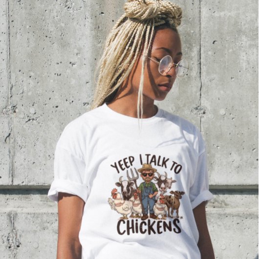 女性おもしろいギフトシャツYep I Talk To Chickens トライブレンドＴシャツ