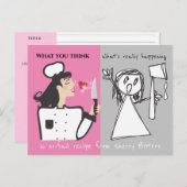 女性おもしろいシェフファンタジーパーソナライズされたレシピカード ポストカード (正面/裏面)