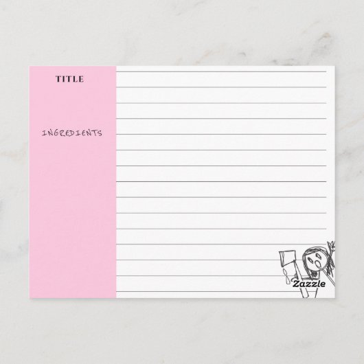 女性おもしろいシェフファンタジーパーソナライズされたレシピカード ポストカード (裏面)