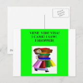 女性おもしろいショッピング ポストカード (正面/裏面)