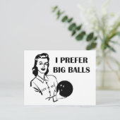 女性おもしろいボーリング好きなビッグボール ポストカード (スタンド正面)